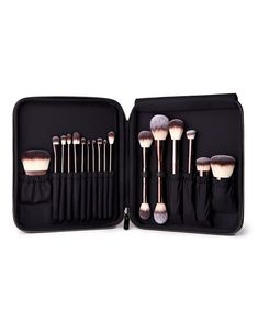 Hourglass Cosmetics Vegan Brush Collection is the ultimate collection of vegan brushes. This set includes 17 ultra-soft pieces designed to enhance the complexion, cheeks and eyes, including four exclusive brushes. Made from high-grade, PETA-approved Taklon bristles, the collection is enclosed in a protective vegan-leather case. Features PETA-approved, high-grade, ultra-soft Taklon bristles, an excellent alternative for those who suffer from animal hair allergies. Weighted metal handles provide c Hourglass Makeup, Hourglass Cosmetics, Vegan Cosmetics, Beauty Samples, Cruelty Free Brands, How To Apply Foundation, Concealer Brush, Blush Brush, Foundation Brush