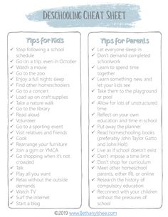 a checklist for homeschooling with the words tips for kids on it