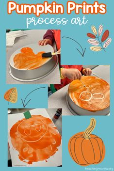 the process for making pumpkin prints is shown