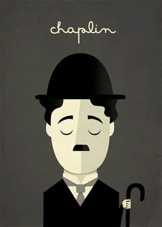 a man with a top hat and cane is depicted in this minimalist style poster