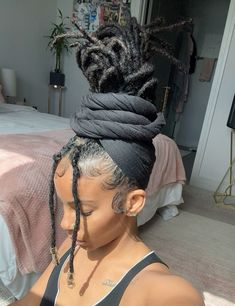 locs. Locs And Flowers, Chunky Locs Black Women, Goth Locs, Headwrap Bun, Women Loc Hairstyles, Braided Loc Updo, 4c Locs, Loc Updo, 90’s Hairstyles