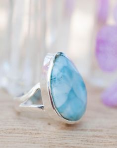 Larimar Ring * Tear Drop * Sterling Silver 925 * Gemstone * Natural * Statement * Handmade * Semi Precious Stone * Bohemian * Chic * BJR116 K Necklace, Larimar Jewelry, The Dominican Republic, Healing Power, Metal Band, Ancient Wisdom, Healing Powers, Dominican Republic, The Caribbean