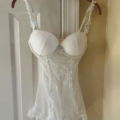 Unworn Victoria’s Secret White Lace 34c Teddy. First Bra, Mesh Bows, White Lingerie, The List, Women's Intimates, White Lace, Victoria’s Secret, A Year, Victoria's Secret