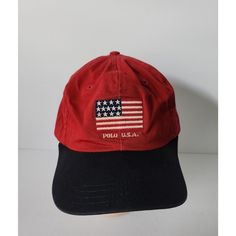 Vintage Polo Ralph Lauren Hat Red 90s American Flag Usa Cap In Very Good Condition Without Holes, Rips Or Tears! Come From A Smoke Free Environment! Thanks For Looking! Ralph Lauren Hat, Usa Cap, American Flag Hat, Flag Hat, Vintage Polo Ralph Lauren, Vintage Polo, Vintage Accessories, American Flag, Polo Ralph