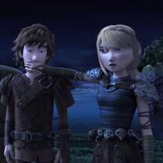 two animated characters standing next to each other