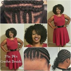 Easy cornrow style by Ms. Pk's Crochet Braids located in Ga #mspkscrochetbraids #crochetbraids Braids Pattern, Women With Natural Hair, Crochet Braid Pattern, Curly Crochet Hair Styles, Crochet Braid, Crochet Braids Hairstyles, Hairstyles For Black Women, Cornrow, African Braids Hairstyles