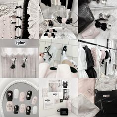 a collage of black and white photos with clothes