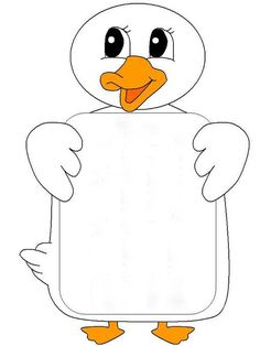 a cartoon duck holding a blank sign