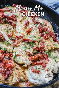 chicken with tomatoes and herbs in a skillet