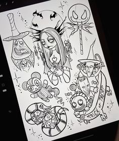 an image of halloween coloring pages on a tablet