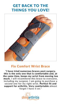 The Fix Comfort Wrist Brace will be one of the most comfortable braces you'll ever put on. This brace provides support post-surgery or cast removal, and helps reduce the pain and symptoms of Carpal Tunnel Syndrome, Wrist Sprains or Ligament Injuries. Free Shipping with code FIXSHIP at checkout Surgery