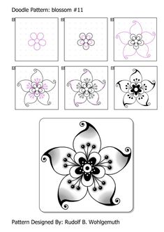 four different flower designs are shown in this pattern