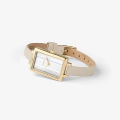 breda-eva-1738c-gold-gray-watch-long Rectangular White Watch With Leather Strap, Rectangular White Watches With Leather Strap, Gold Wrist Watch, Rectangle Watch, Grey Watch, Vintage Timepiece, Color Bands, Diy Hair Accessories, Leather Band