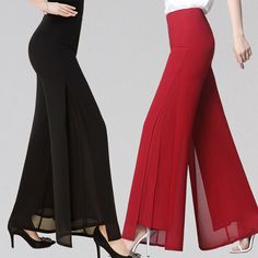 Lady Chiffon Dancing Pants Split Wide-legs Trousers Casual Maxi Culottes Modern Please note this is in Asian sizing, smaller than western size e.g. UK, US, AU. Please check the measurements carefully before making a purchase. Please allow 1-3cm discrepancy due to different measurement method. Size: S Length 98cm/38.5in,Hip 90cm/35.4 in,Waist 67cm/26.3 in M Length 98cm/38.5in,Hip 93cm/36.5 in,Waist 70cm/27.5 in L Length 99cm/38.9in,Hip 96cm/37.7 in,Waist 73cm/28.7 in XL Length 99cm/38.9in,Hip 100 Trouser Design, Trousers Casual, Dance Pants, Stil Elegant, Wide Pants, Wide Leg Trousers, Item Number, Dance Wear, Classy Outfits