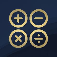 three circles with different symbols in them on a dark blue and gold background that is part of a series of circular icons