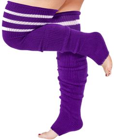 PRICES MAY VARY. Package and material: The package includes a pair of leg warmer socks and a pair of garter belts. The function of the garter belts is to prevent the leg cover from slipping off. Plus size knit leg warmers are made of a nylon and acrylic fabric blend that is soft, comfortable and warm with plenty of stretch. The striped design featured on the top of the ankle warmers adds a stylish touch. Sizes: The length from the top of the leg sleeve to the heel is 27 inches. The maximum stretch width on the upper thigh is 39 inches. Sufficient length allows you to pull the long leg warmers below the thighs or knees as needed to help retain body warm. The strong elastic of the leg warmers can be used by women with thighs 23-39 inches. We designed for plus size goddesses. Matching method: Leg Warmer Socks, Long Leg Warmers, Ankle Warmers, Warmer Socks, Thigh High Leg Warmers, Leg Warmers Socks, Knitted Leg Warmers, Thigh Socks, Thigh High Sock