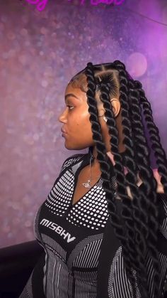 Long Big Twists For Black Women, Jumbo Braiding Hairstyles, Big Box Braids Twisting, 6 Large Box Braids, Jumbo Twist Box Braids, 6 Jumbo Twists, Twist Braids Hairstyles Large, Thick Passion Twists Hairstyle, Knotless Jumbo Twist