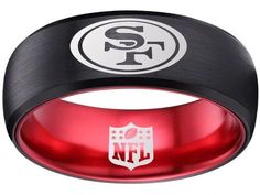 a black and red ring with the nfl logo on it