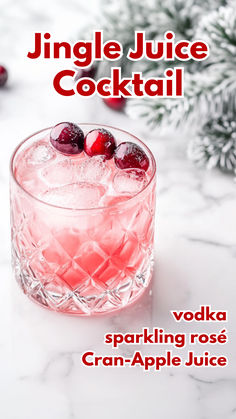 Jingle Juice Cocktail Holiday Cocktails Christmas Easy, Dirty Snowman Cocktail, Pink Christmas Drink, Sparkling Juice Recipe, Jingle Juice Holiday Punch, Vodka Holiday Cocktails, Vodka Christmas Cocktails, Christmas Vodka Cocktails, Vodka Holiday Drinks