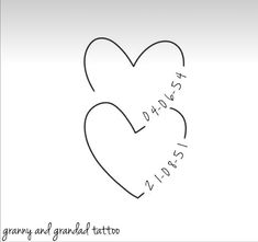 a drawing of two hearts with the words always and grandau tattoo written on them