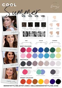 Summer Cold Color Palette, Make Up For Cool Summer Type, Cold Summer Palette Outfit, Cool Summer Color Palette Nail Polish, Cool Summer Color Palette Clothes, Cool Muted Summer Palette, House Of Color Summer Hair Colors, Cold Summer Palette, Cool Summer Palette Hair