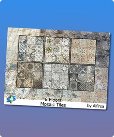 Sims 4 Build / Walls / Floor CC: Floors Mosaic Tiles By Aifirsa Sims 4 Cc Walls And Floors, New Floors, Car Prints, Mosaic Floor Tile, Floral Tiles, Modern Portraits