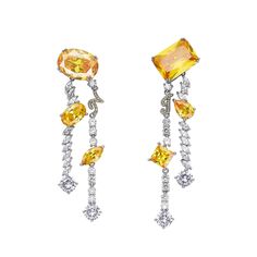 Effortlessly enhance any date night or evening ensemble when you frame your face with these boldly designed earrings crafted with dazzling crystals. Nana Jaqueline, Earrings Name, Nana Jacqueline, Future Videos, Yellow Design, Baby Yellow, Yellow Earrings, Earring Crafts, Girly Jewelry