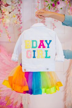 MINI KIDS BDAY GIRL JACKET KIDS Judith March Fall Long Sleeve Outerwear For Birthday, Spring Birthday Long Sleeve Outerwear, Taylor Swift Birthday Outfit Kids, Multicolor Spring Outerwear For Playtime, Multicolor Spring Playtime Outerwear, Preppy Birthday Outfit, Toddler Tulle Dress Jean Jacket, Kids Jeans Jacket Custom, Toddler Disney Denim Jacket