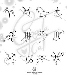 zodiac symbols and their meanings in black ink