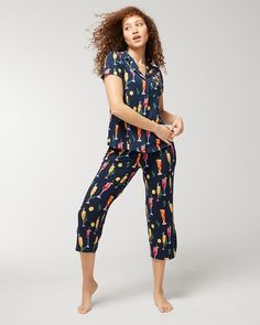 Cool Nights Crop Pant Sleep Clothes, Soma Intimates, The Vanishing, Notch Collar, Crop Pants, Collar Top, Pajama Sets, V Cuts, Sleepwear Pajamas