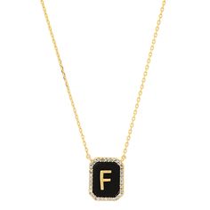 Your favorite initial, on a chain, set in onyx, accented with gorgeous cubic zirconias. Elegant, enticing, and borderline imperial, this piece will give you a sophistication that a hundred years ago could only be bought if you were a mob boss's side-piece. Gold plated bass, onyx, CZ 16 inch chain, adjustable to 18 inches TN-3367-1 (All letters available) Monogram Pendant Necklace, All Letters, Monogram Pendant, Onyx Gemstone, Modern Jewelry, Handmade Bracelets, Colored Glass, Jewelry Pieces, Timeless Elegance