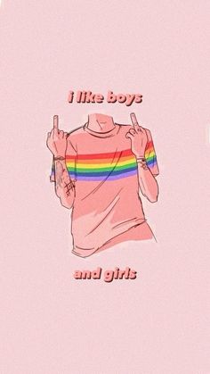 i like boys and girls on pink background with rainbow t - shirt, peace sign