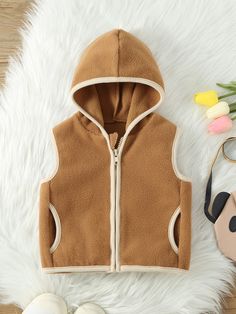 Teddy Bear Vest Pattern, Teddy Bear Vest, Baby Boy Beige Vest, Baby Fur Vest, Baby Jackets, Toddler Outerwear, Fashion Illustrations Techniques, Hooded Vest, Boss Baby