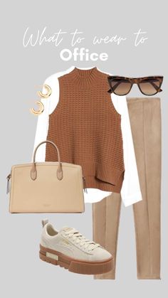 Casual Vest Outfits, Sweater Vest Outfit Women, Vest Outfit Women, Mode Ab 50, Sweater Vest Outfit, Vest Outfit, Tan Pants, Fall Sweater