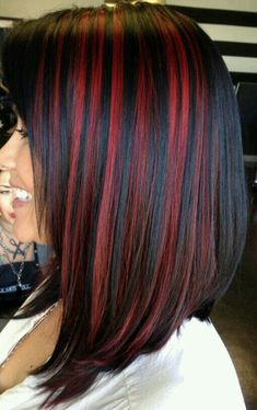 Black Hair Balayage, Dark Red Hair, Black Hair With Highlights, Black Hair Color, Burgundy Hair