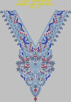 an ornate blue and red design on a gray background with the words v gala styr