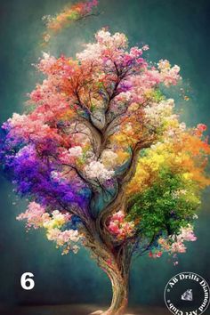 a colorful tree with lots of flowers on it