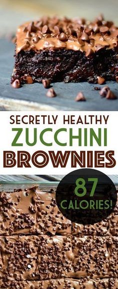 chocolate brownies with nuts on top and the title secret healthy zucchini brownies