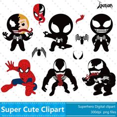 spiderman clipart with different poses and expressions