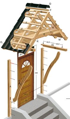 an image of a wooden structure that is being built with measurements and details on it