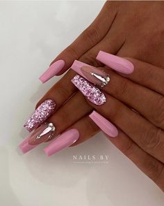 Ballet Nails, Nails Long, Stick On Nails, Bling Nails, Fancy Nails, Artificial Nails, Best Acrylic Nails