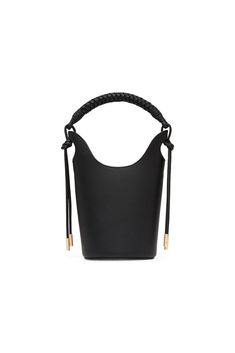 Luxury Minimalist Bucket Bag With Detachable Strap, Luxury Leather Bucket Bag, Thick Strap Bucket Bag, Black Bucket Bags, Luxury Black Bucket Bag, Black Leather Bucket Bags, Jumper Denim, Jumper Pants, Chic Leather