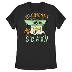 Step into the spirit of Halloween with the Star Wars: The Mandalorian "So Cute It’s Scary" Women's T-Shirt. This charming black tee is perfect for fans of the beloved series, featuring a distressed graphic of Grogu indulging in some Halloween candy.

- Material: Cotton blend for comfort and durability
- Color: Classic black
- Size: X Large
- Gender: Female
- Age Group: Adult

Ideal for casual wear or themed parties, this t-shirt allows you to showcase your love for The Mandalorian while enjoying Black Fandom T-shirt For Halloween, Themed Black T-shirt With Letter Print, Halloween Fandom T-shirt With Graphic Print, Halloween Fandom Graphic T-shirt, Black Pop Culture T-shirt For Halloween, Themed Black Short Sleeve T-shirt, Grogu Eating, To My Future Wife, Mandalorian Armor