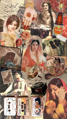 collage of women and old fashion items