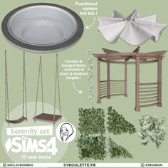 the instructions for how to build an outdoor garden with wood and plastic materials, including a swing