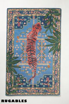 an animal rug with a tiger on it