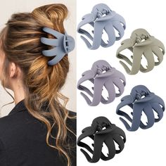 PRICES MAY VARY. What You Get -- You can get 5 pieces octopus clips for hair. Large Size - 3.15 x 2.76 x 1.97 inches,5 solid colors available, you can choose the color according to your outfits. Premium Material -- Made of high quality plastic materials and strong metal spring, non-slip, sturdy and hard to break, strong interlocking teeth can hold up all your hair tightly and do not hurt your hair. Ideal for All Hairstyles -- Perfect for decorating all kinds of hair types, short hair, long hair, Thick Hair Styles Medium, Hair Clamps, All Hairstyles, Hair Accessories Clips, Hair Claws & Clips, Different Hairstyles, Hair Claw, Hair Accessories For Women, Big Hair