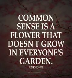 the words common sense is a flower that doesn't grow in everyone's garden