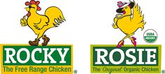 two logos for rocky and the free range chicken