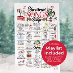 Christmas Song Bingo - Greengate Images Coming Song, Free Playlist, Music Bingo, Fun Family Christmas Games, Christmas Bingo Game, Classic Christmas Songs, Bingo Set, The Playlist, Minute To Win It